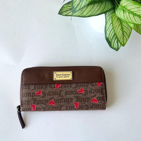 Juicy Couture Y2k Brown Wallet With Hearts - Picture 1 of 6
